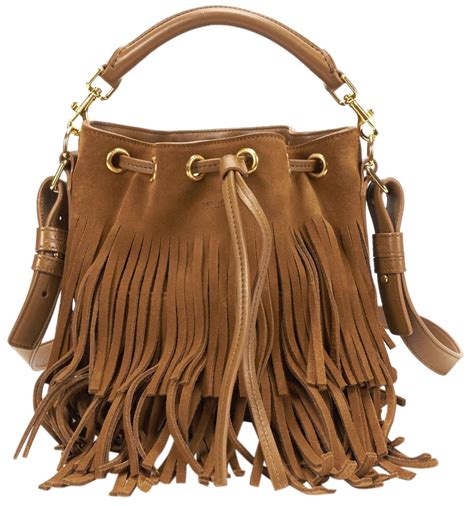 ysl emmanuelle bucket bag|Saint Laurent Emmanuelle Small Suede Fringe Bucket Bag, Light .